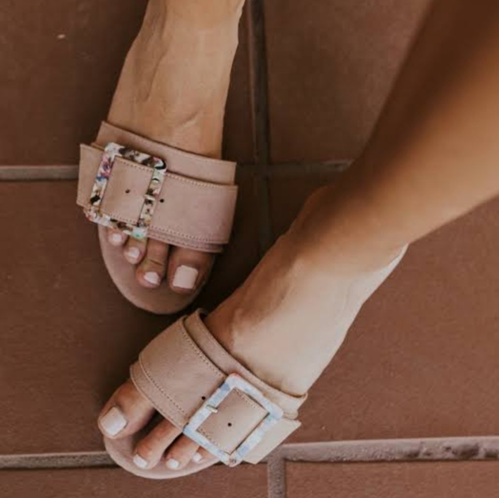 BRAND NEW blush pink slides